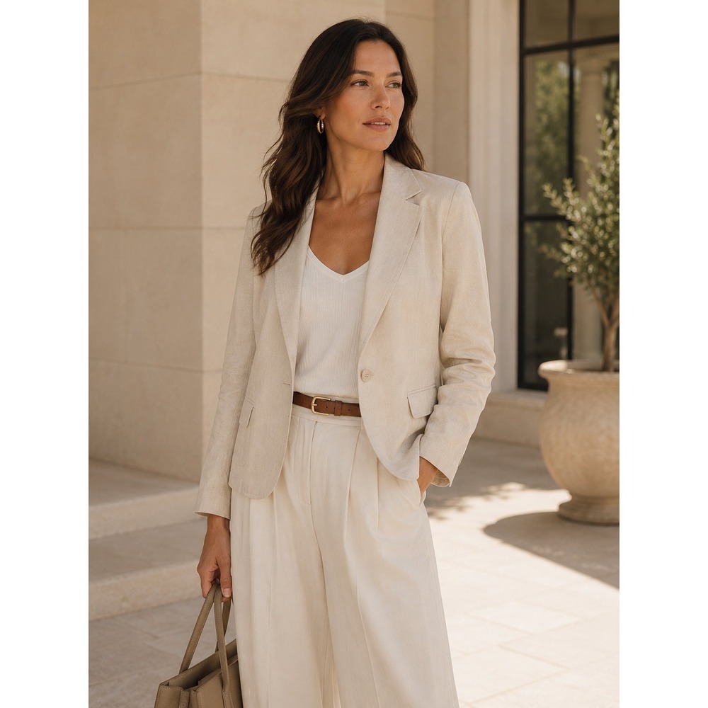 J. Crew Factory Women's Light Beige Linen Blazer